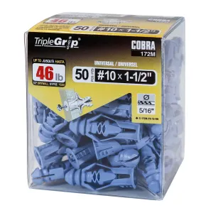 #10 TripleGrip Wall Anchor, Blue (50/Box)