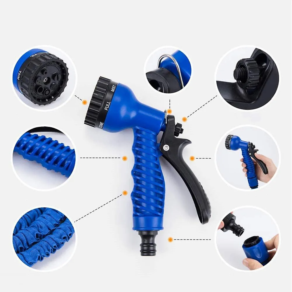 100ft blue 25ft-100ft Expandable Flexible Garden Water Pipe With Spray Gun AZ15