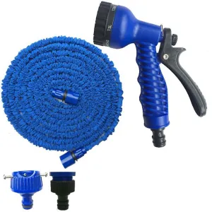 100ft blue 25ft-100ft Expandable Flexible Garden Water Pipe With Spray Gun AZ15
