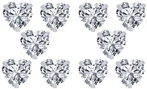 14k White Gold Plated 1Ct Heart White Sapphire Set Of Five Stud Earrings