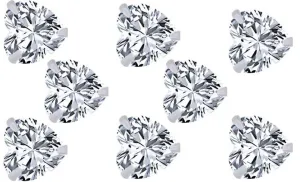 14k White Gold Plated 3Ct Heart White Sapphire Set Of Four Stud Earrings