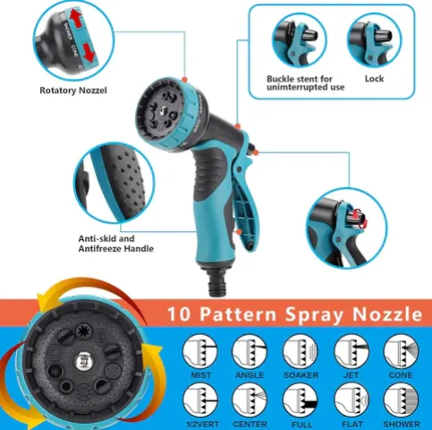15M Expandable Garden Water Hose - No-Kink with 10-Function Spray Nozzle JG114