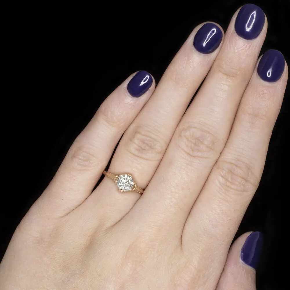 1ct ROUND CUT F SI DIAMOND ENGAGEMENT RING VINTAGE STYLE SOLITAIRE ROSE GOLD 1ct