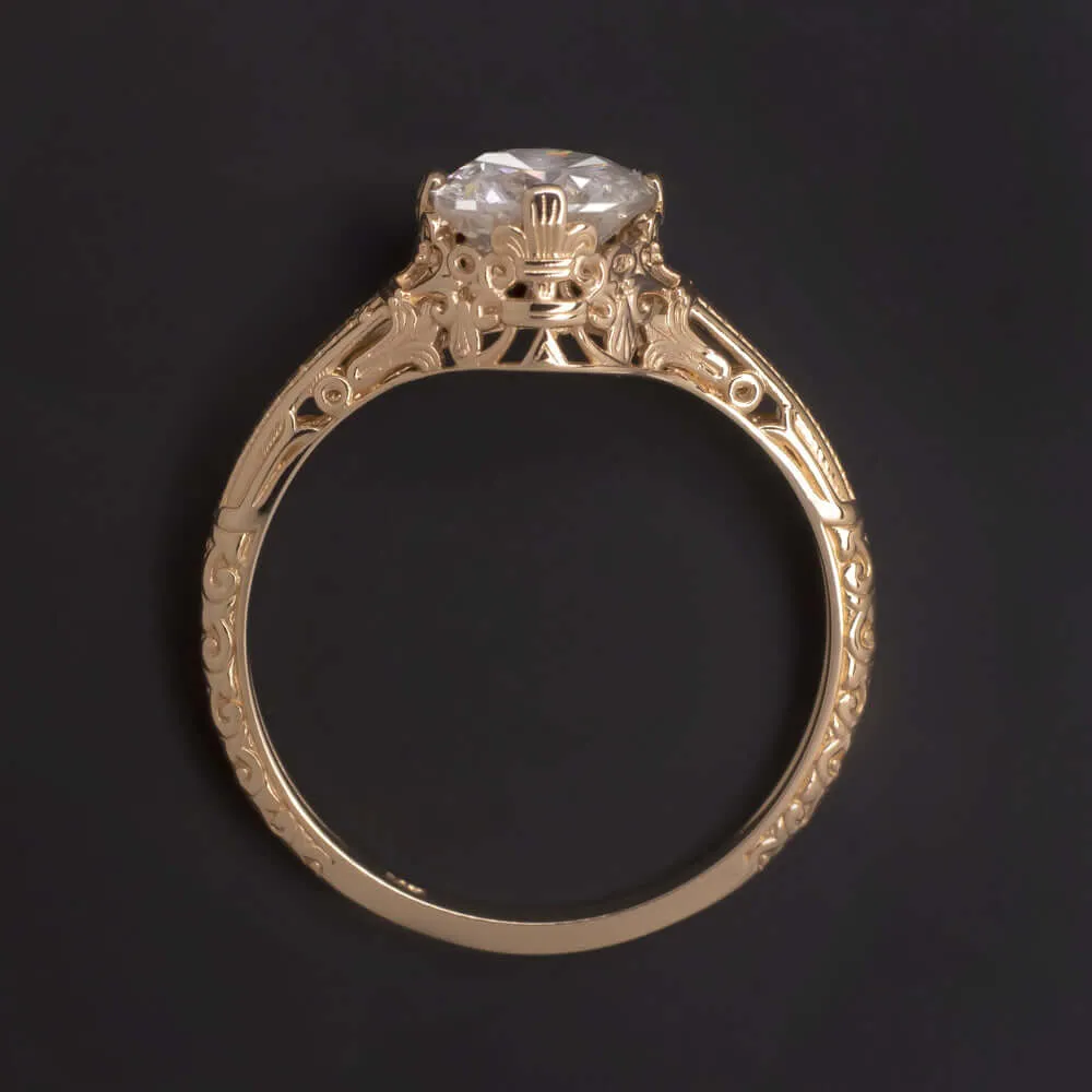 1ct ROUND CUT F SI DIAMOND ENGAGEMENT RING VINTAGE STYLE SOLITAIRE ROSE GOLD 1ct