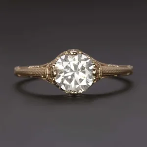 1ct ROUND CUT F SI DIAMOND ENGAGEMENT RING VINTAGE STYLE SOLITAIRE ROSE GOLD 1ct