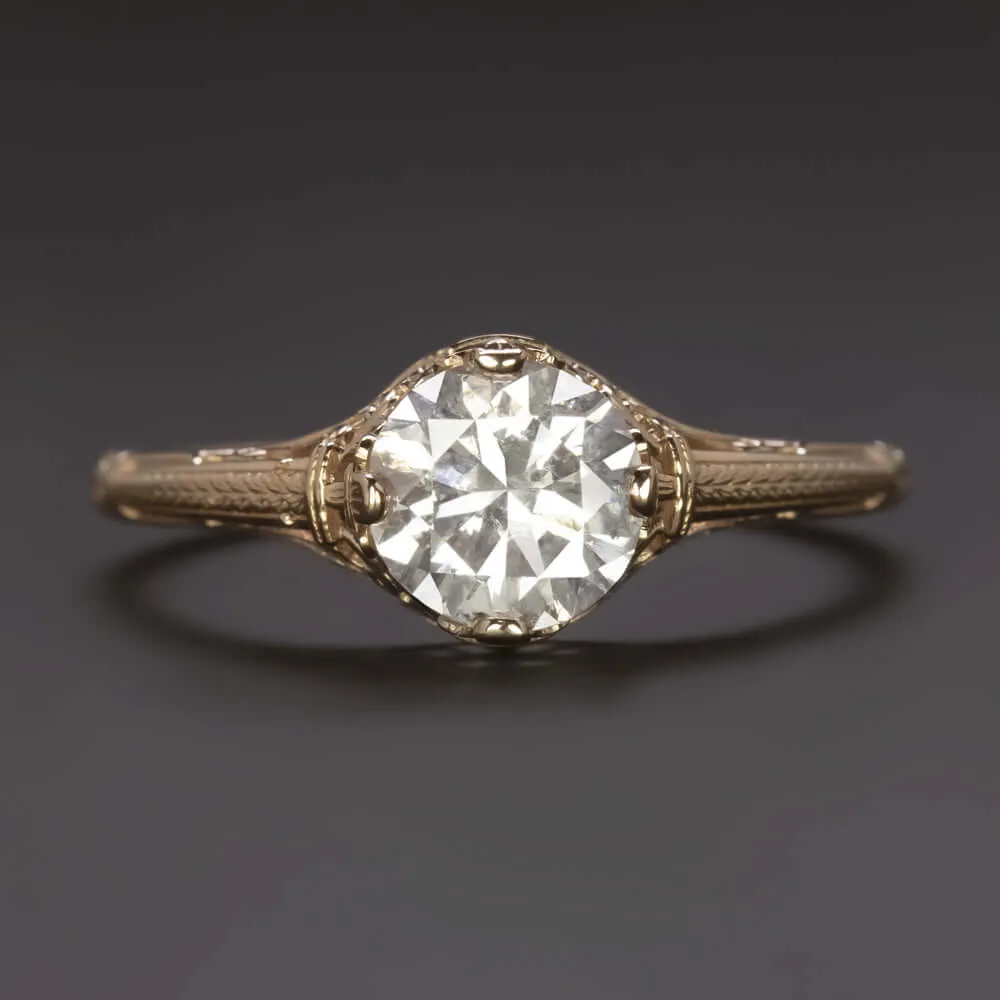1ct ROUND CUT F SI DIAMOND ENGAGEMENT RING VINTAGE STYLE SOLITAIRE ROSE GOLD 1ct
