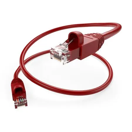 1Ft Red Cat6A 10 Gigabit Patch Cable, Utp, Snagless