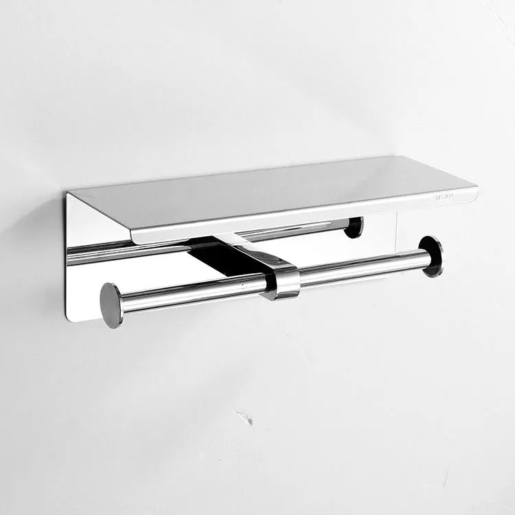 304 Stainless Steel Thickened Tissue Holder Handphone-Friendly Dual-Purpose Tissue Box Roll Stand