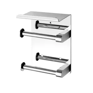 304 Stainless Steel Thickened Tissue Holder Handphone-Friendly Dual-Purpose Tissue Box Roll Stand