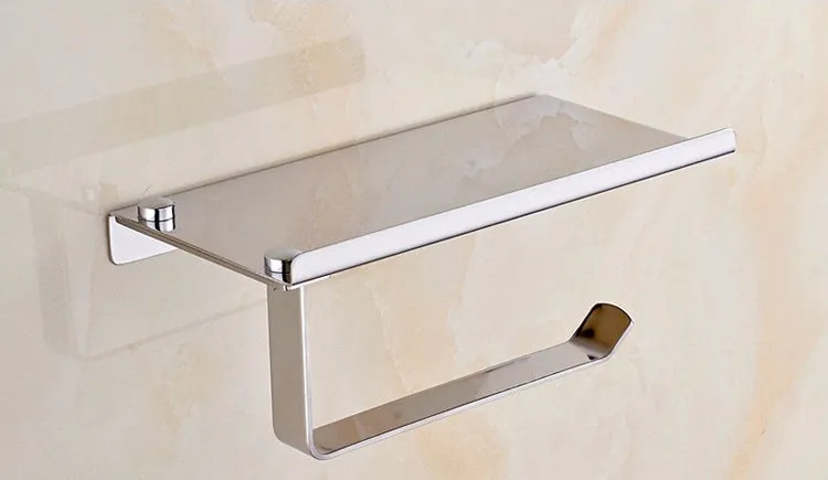 304 Stainless Steel Thickened Tissue Holder Handphone-Friendly Dual-Purpose Tissue Box Roll Stand