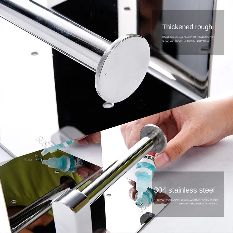 304 Stainless Steel Thickened Tissue Holder Handphone-Friendly Dual-Purpose Tissue Box Roll Stand