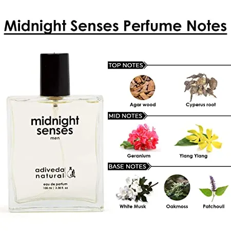 Adiveda Natural Midnight Senses Eau De Parfum For Women & Men - Spicy Oriental Scent - 100 ml