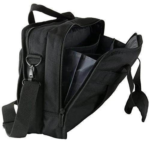 Alpine Swiss Conrad Messenger Bag 15.6 Inch Laptop Briefcase with Tablet Sleeve Black