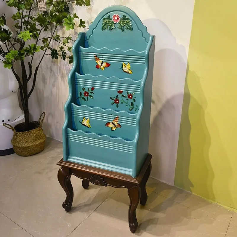 American Country Wooden Magazine and Book Storage Shelf