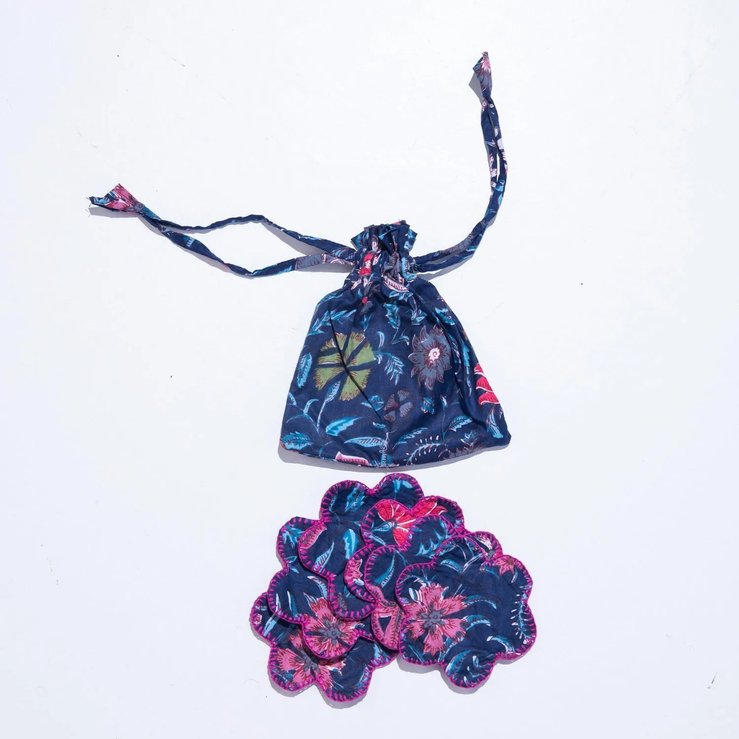 Blue Starry Sky Flower Shape Coaster Set of 6