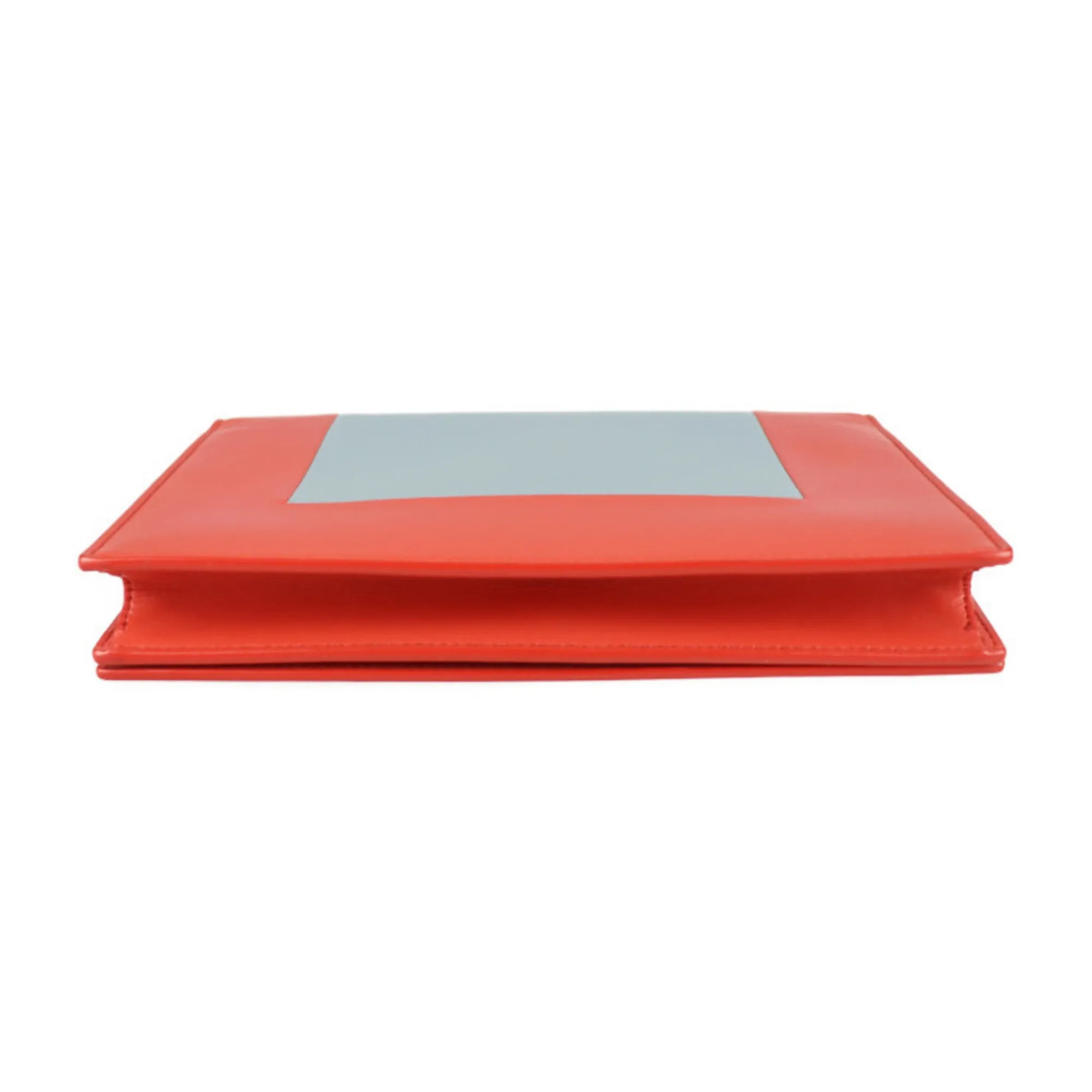 Celine Frame Evening Chain Wallet Clutch Bag 107773 Leather POPPY Red CLOUD Gray 2WAY Shoulder Diagonal