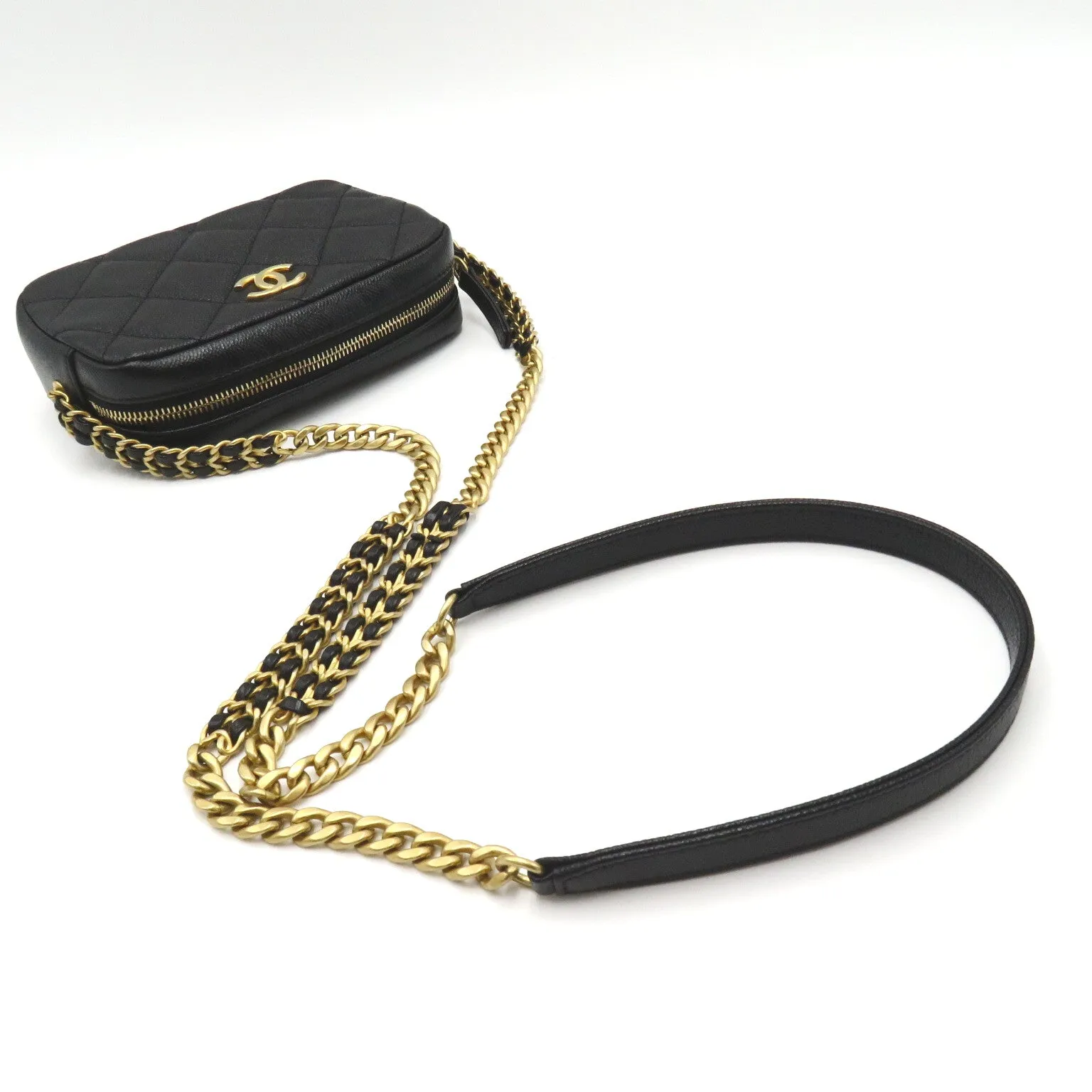 CHANEL CHANEL Chain Sder Chain Shoulder Bag Cabia S  Black