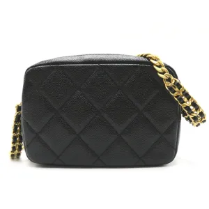 CHANEL CHANEL Chain Sder Chain Shoulder Bag Cabia S  Black