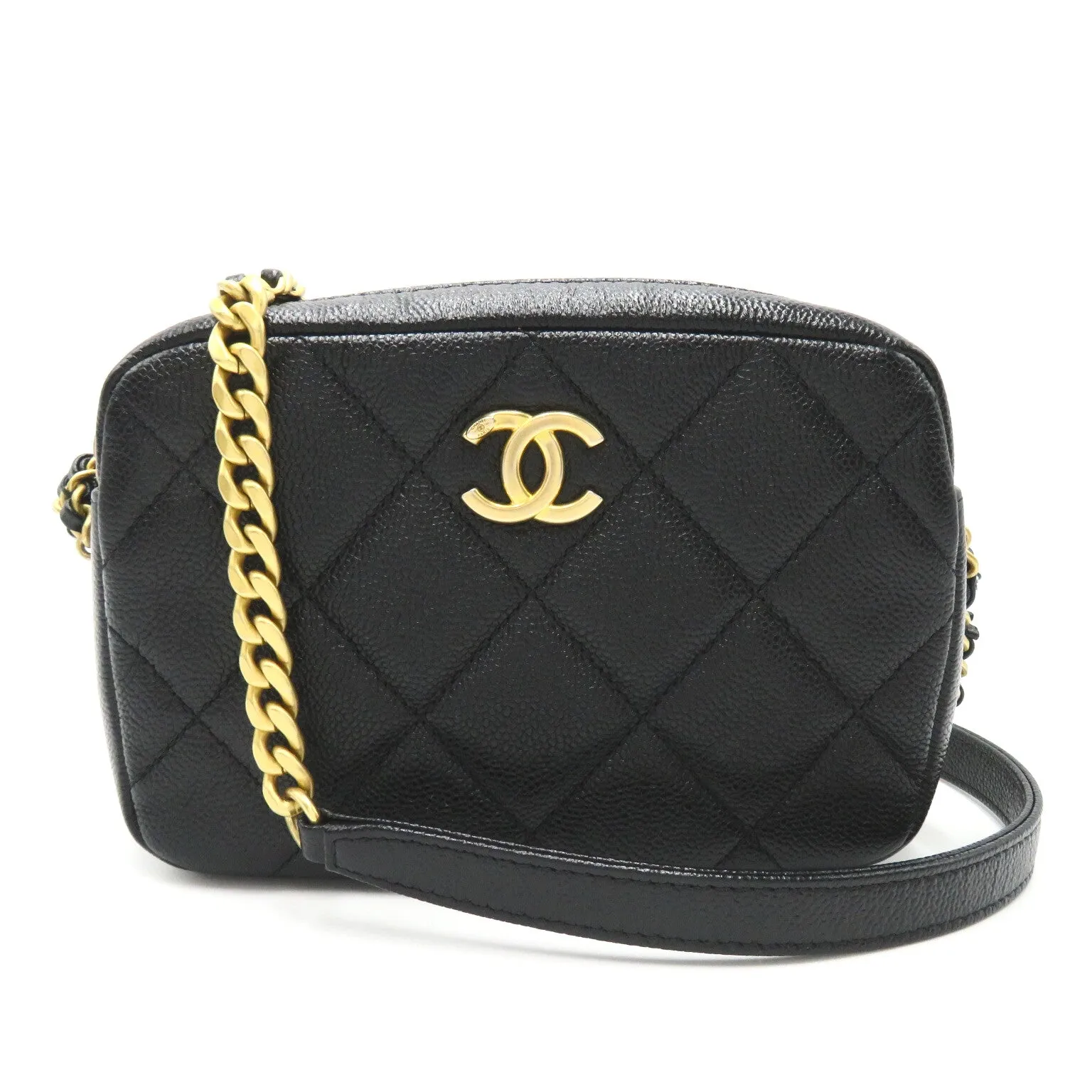 CHANEL CHANEL Chain Sder Chain Shoulder Bag Cabia S  Black