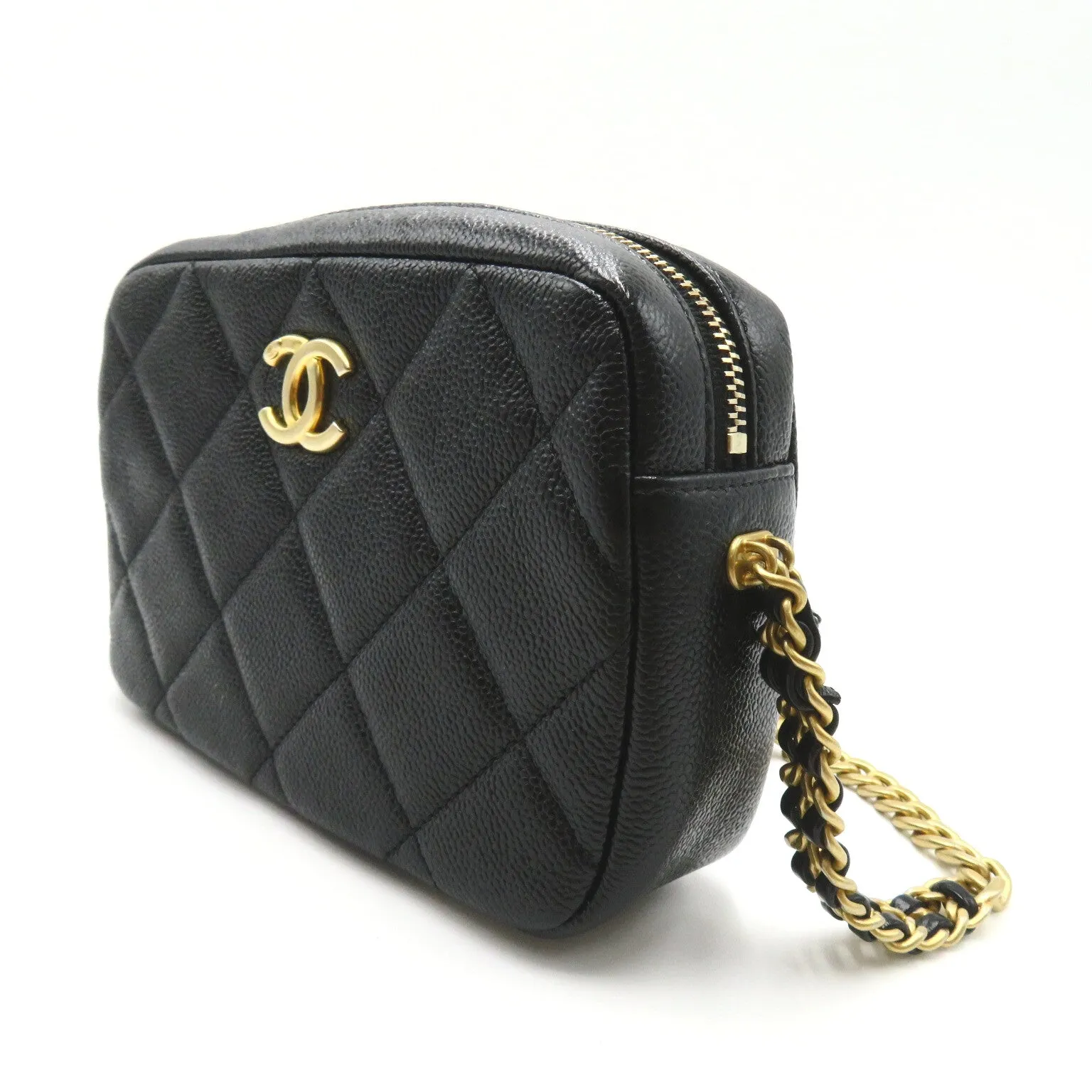 CHANEL CHANEL Chain Sder Chain Shoulder Bag Cabia S  Black