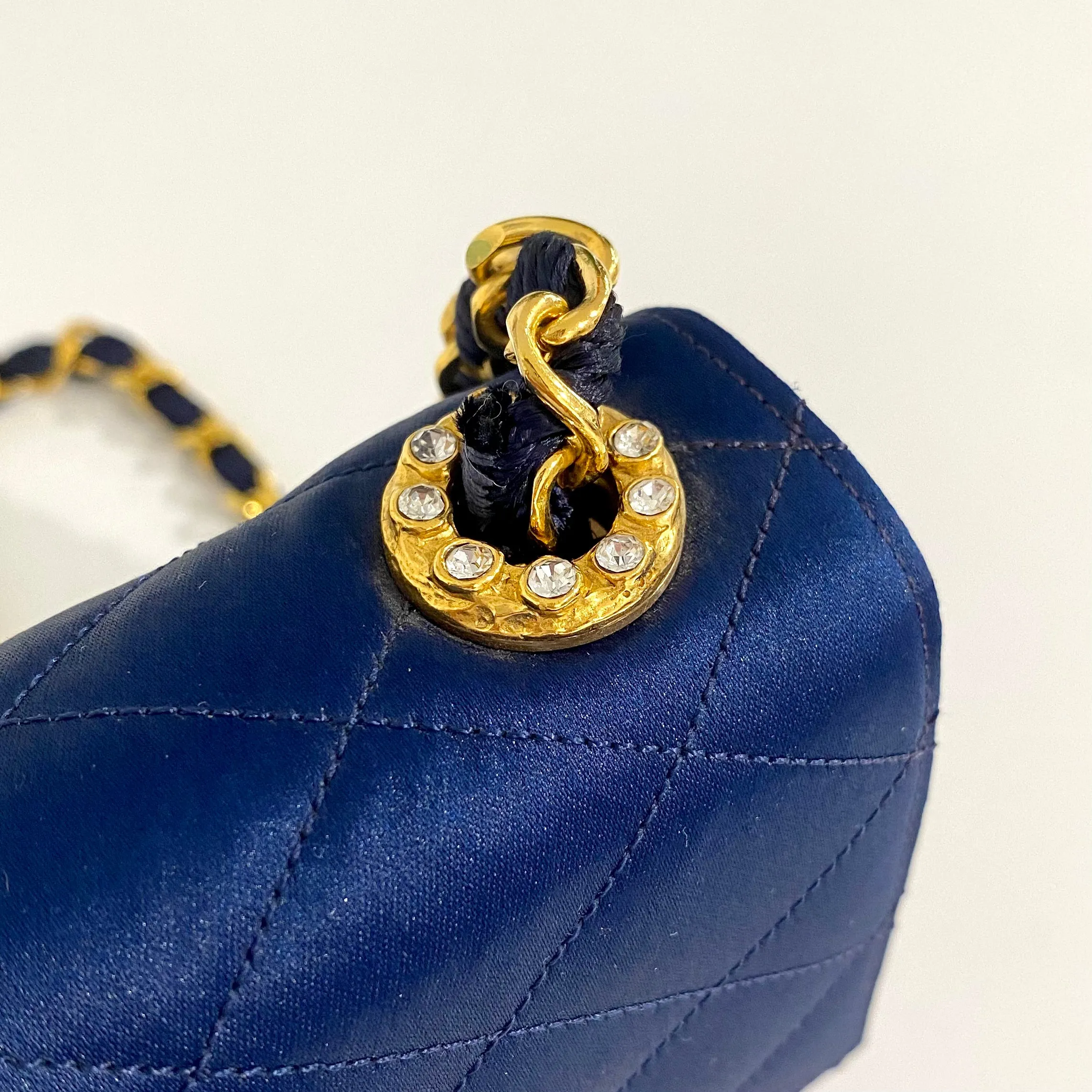 Chanel Vintage Navy Satin Evening Bag