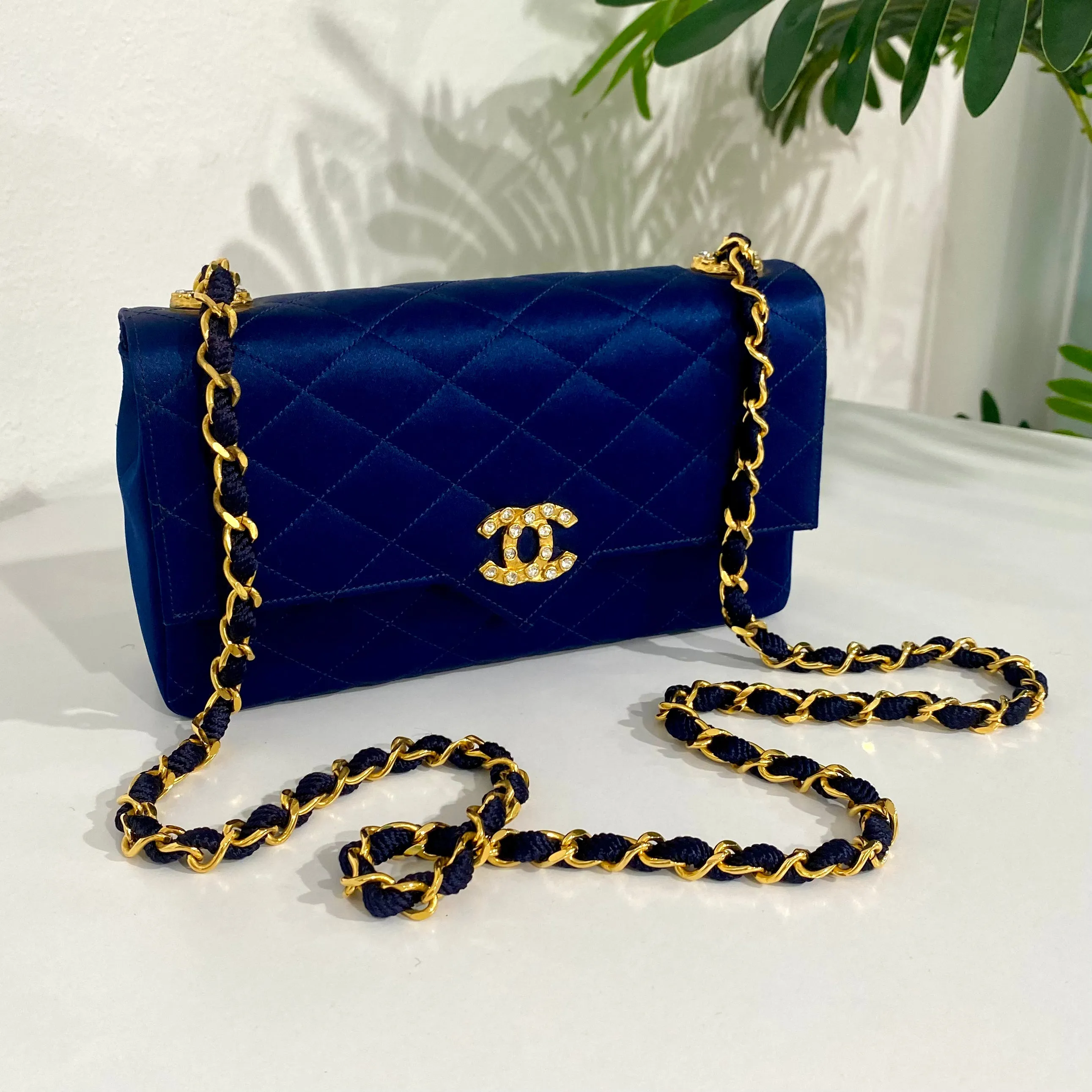 Chanel Vintage Navy Satin Evening Bag