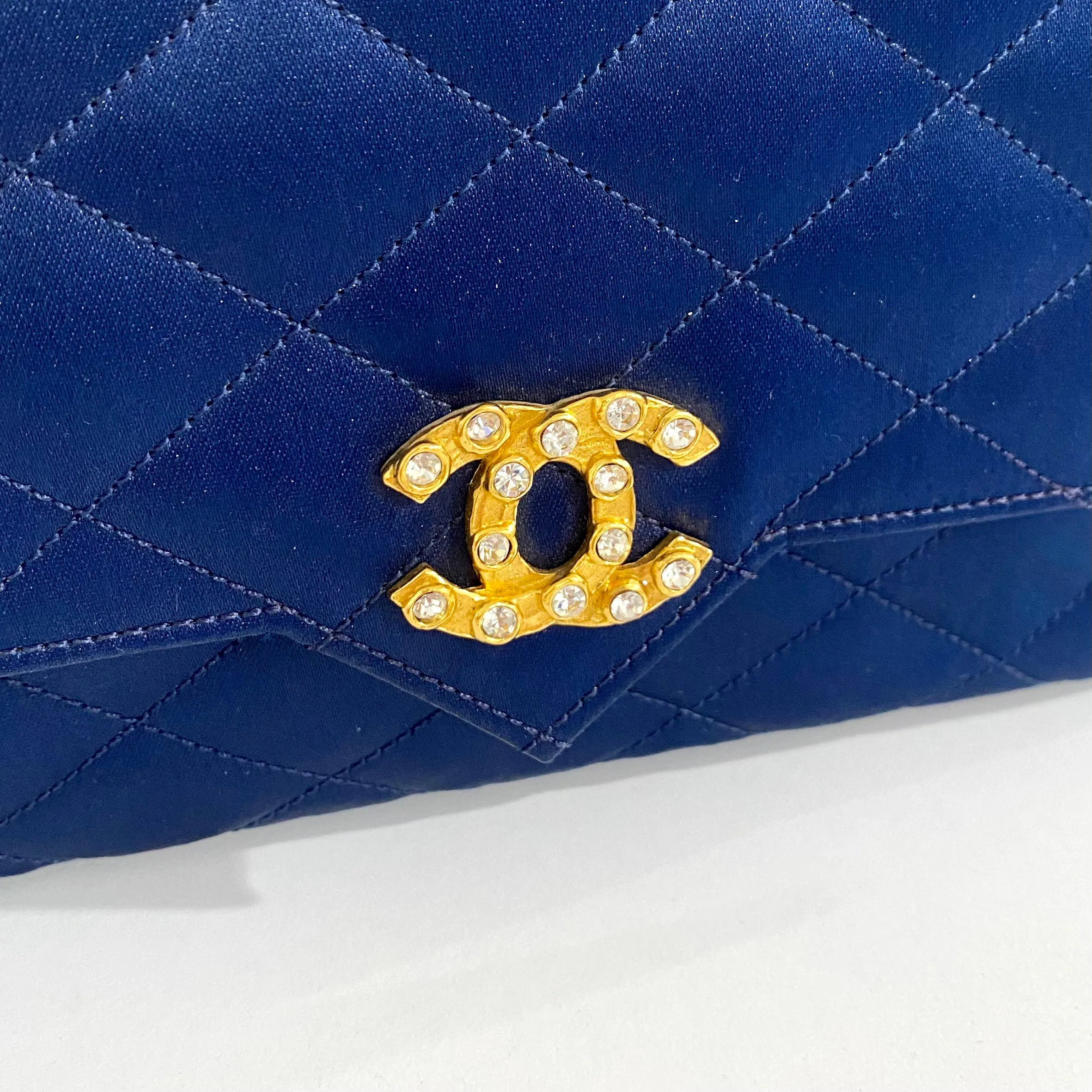 Chanel Vintage Navy Satin Evening Bag