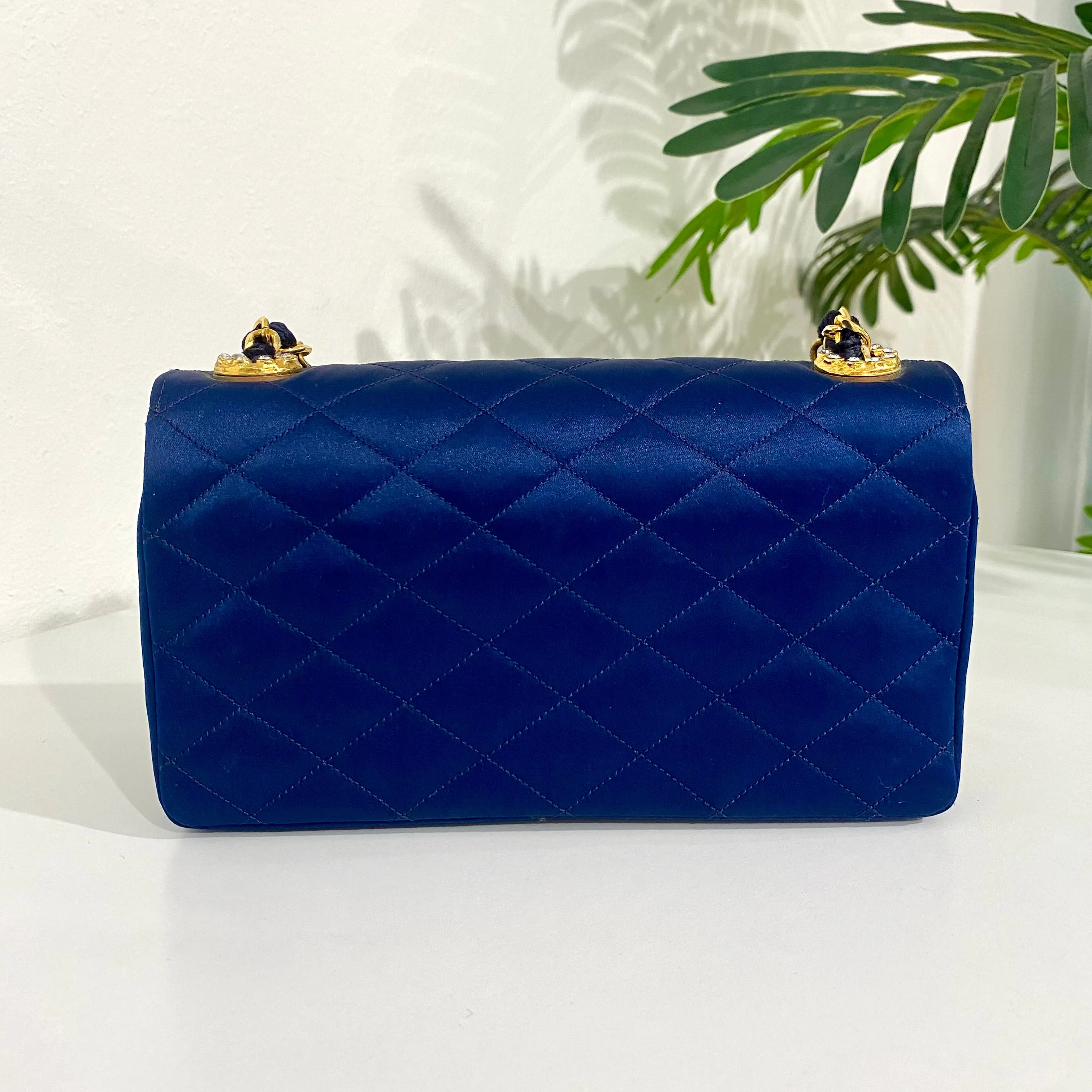Chanel Vintage Navy Satin Evening Bag