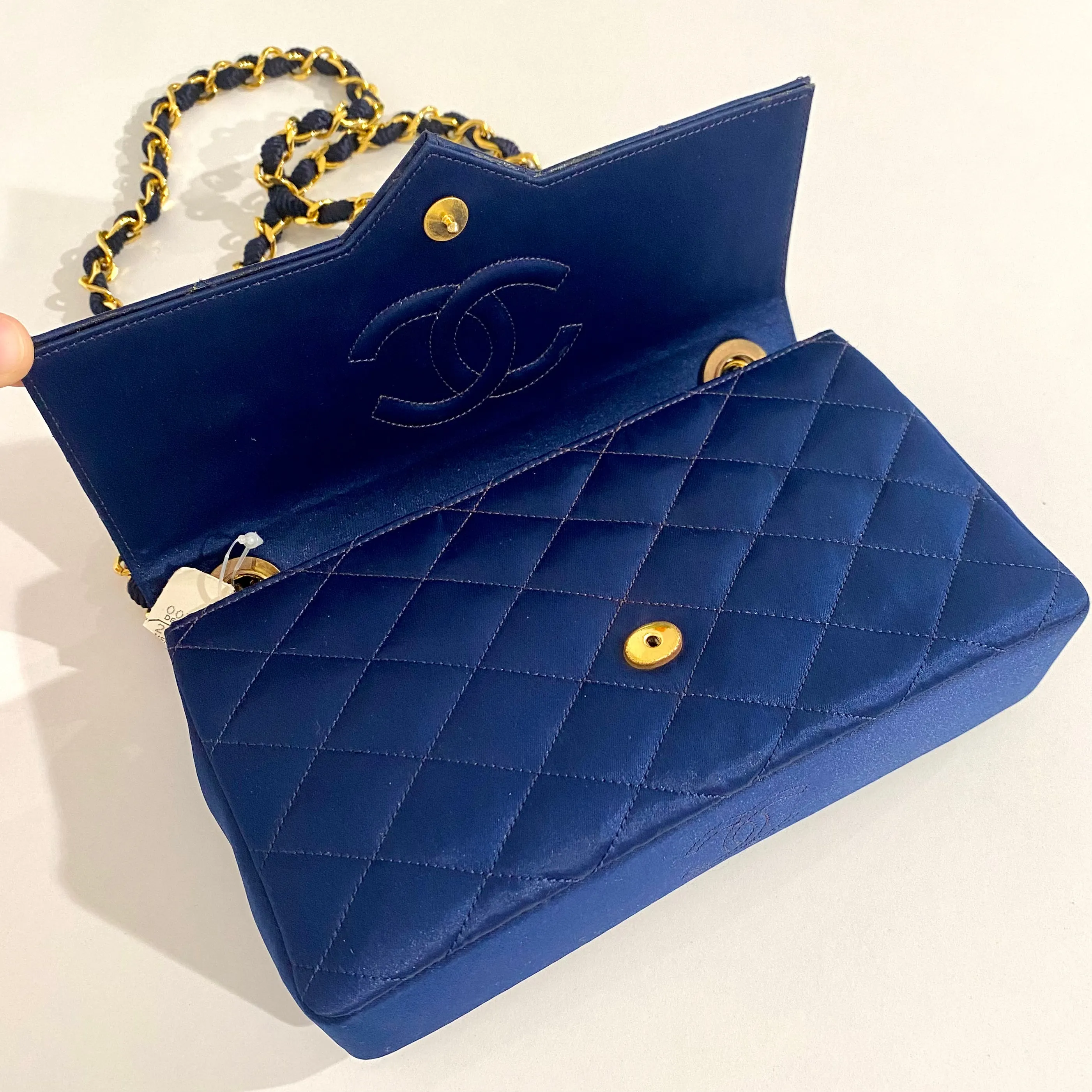 Chanel Vintage Navy Satin Evening Bag
