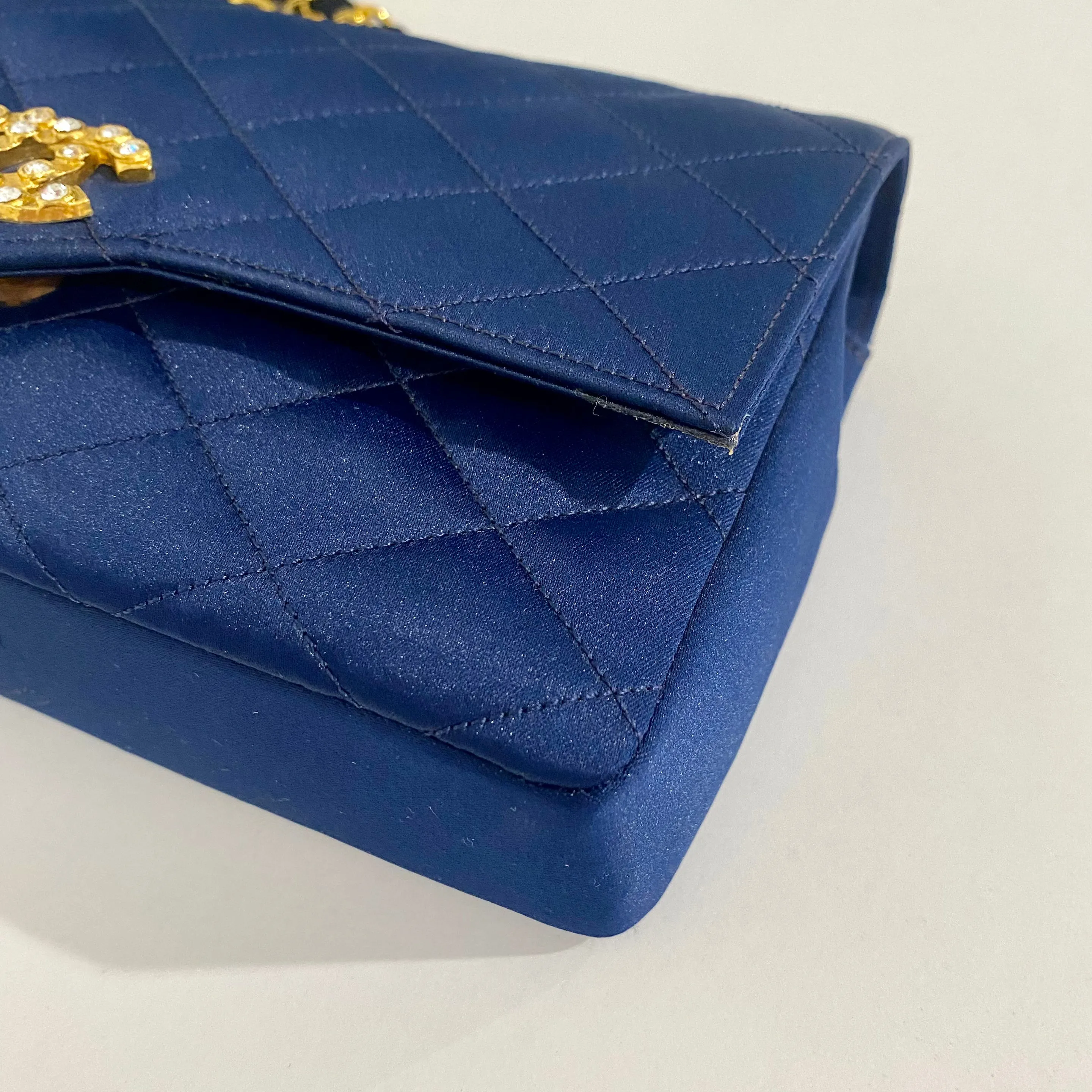Chanel Vintage Navy Satin Evening Bag
