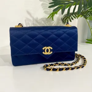 Chanel Vintage Navy Satin Evening Bag