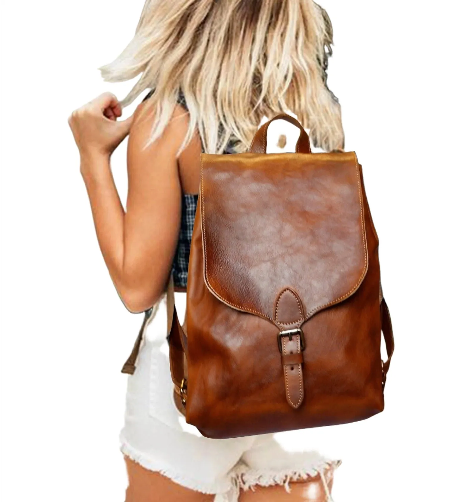Classic Leather Backpack Women