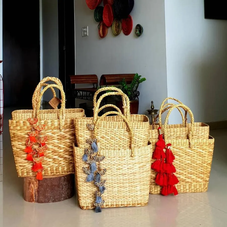 Classy Blue Grey Tassels Tote