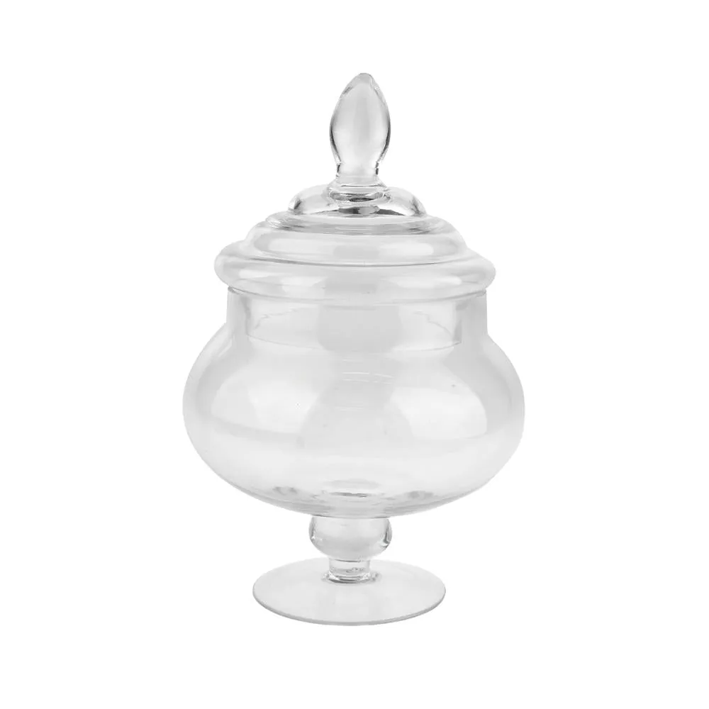 Clear Glass Apothecary Candy Jar, 11-Inch, Squat Bowl