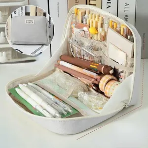 Creative Rigid Organizer Pencil Case with 8 Mesh Pockets