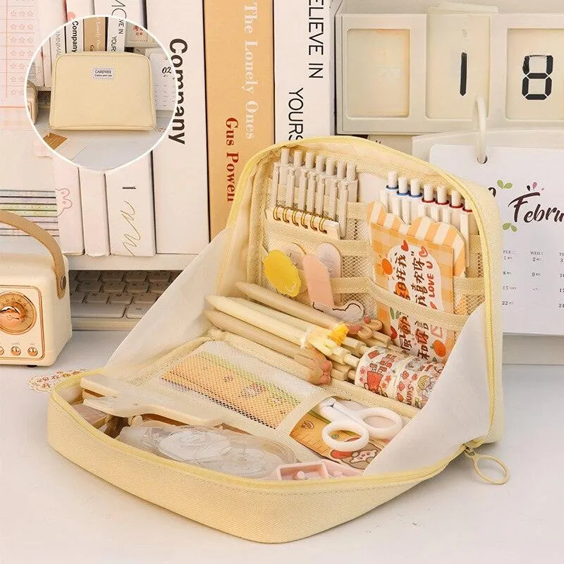 Creative Rigid Organizer Pencil Case with 8 Mesh Pockets