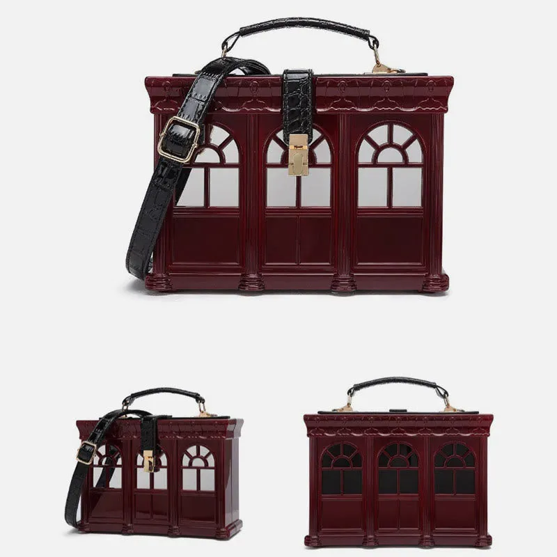 Creative Simulated House Handbag Women Buckle Closure Acrylic Crossbody Bag