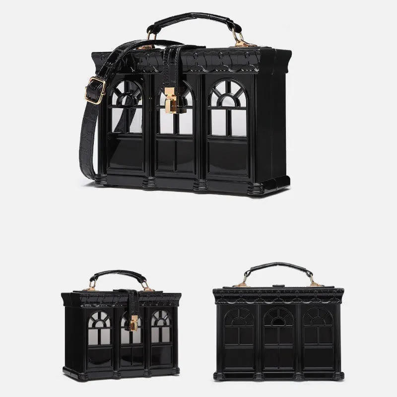 Creative Simulated House Handbag Women Buckle Closure Acrylic Crossbody Bag