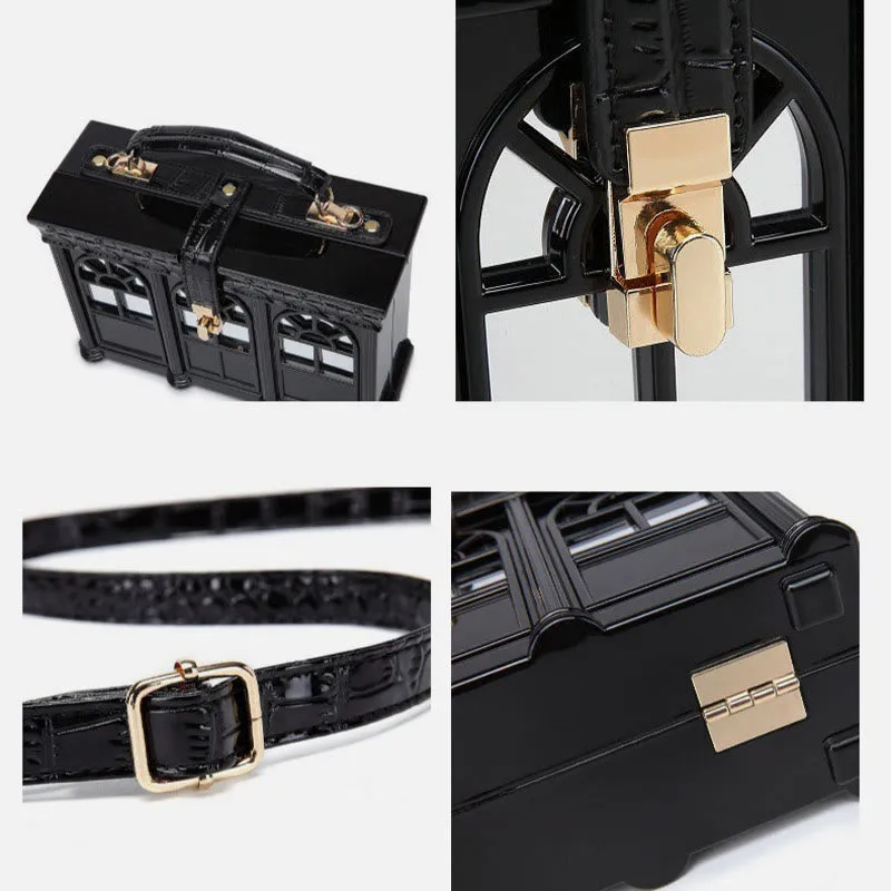 Creative Simulated House Handbag Women Buckle Closure Acrylic Crossbody Bag