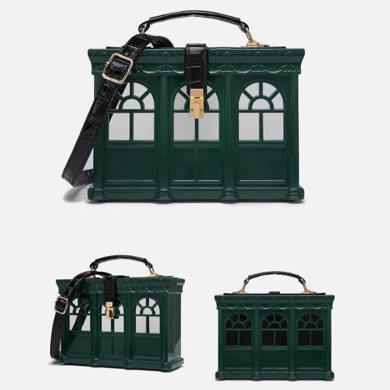 Creative Simulated House Handbag Women Buckle Closure Acrylic Crossbody Bag