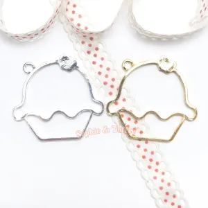 Cupcake Open Bezel Charm - 3 pieces