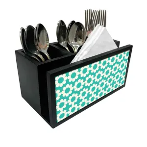 Cutlery Tissue Holder Napkin Stand -  Green Flower