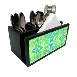 Cutlery Tissue Holder Napkin Stand -  Green Mermaid Watercolor