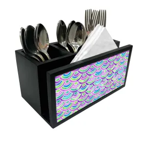 Cutlery Tissue Holder Napkin Stand -  Green Purple Mermaid Watercolor