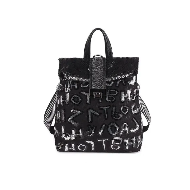 Dark With Sequin Lettering Backpack