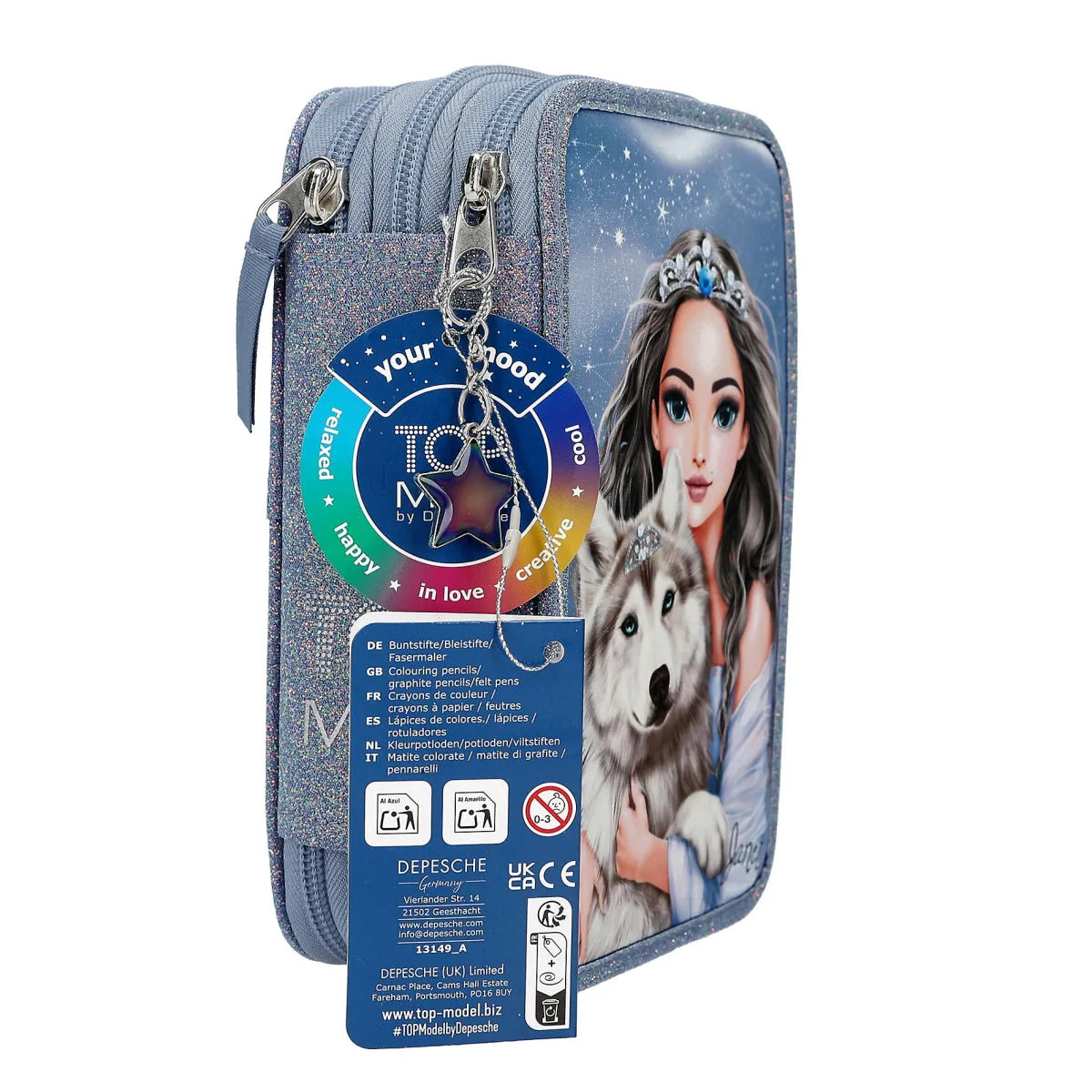 Depesche TOPModel 3-Compartment Pencil Case Wolf