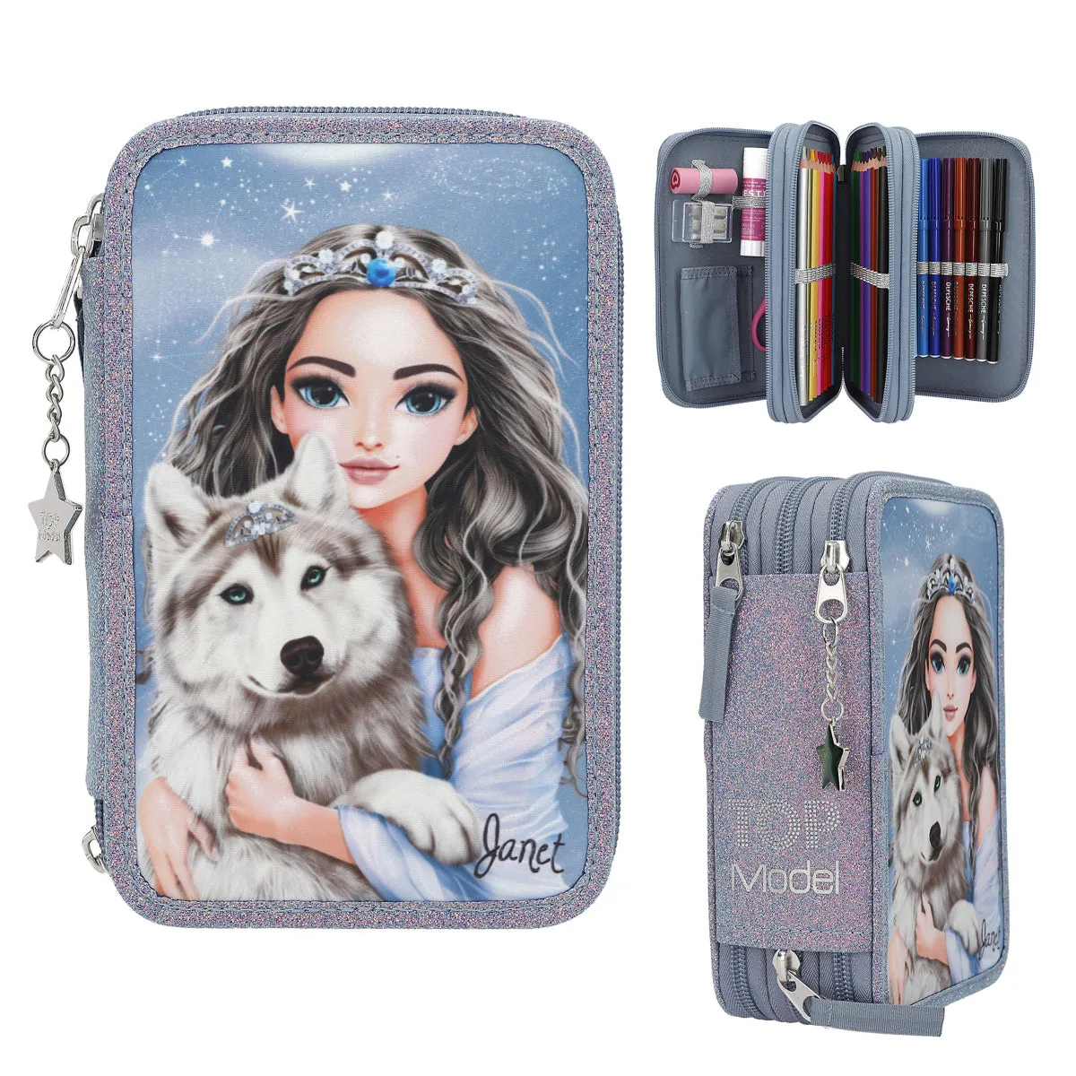 Depesche TOPModel 3-Compartment Pencil Case Wolf
