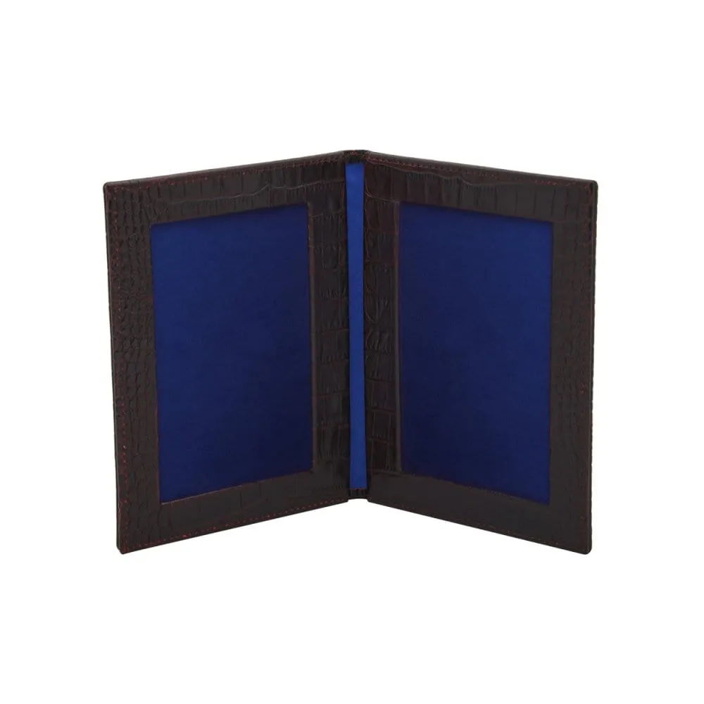 Double Leather Photo Frame 6x4 Inch - Brown Croc