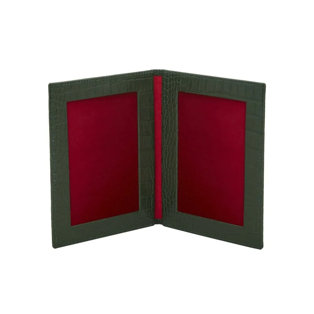 Double Leather Photo Frame 6x4 Inch - Green Croc