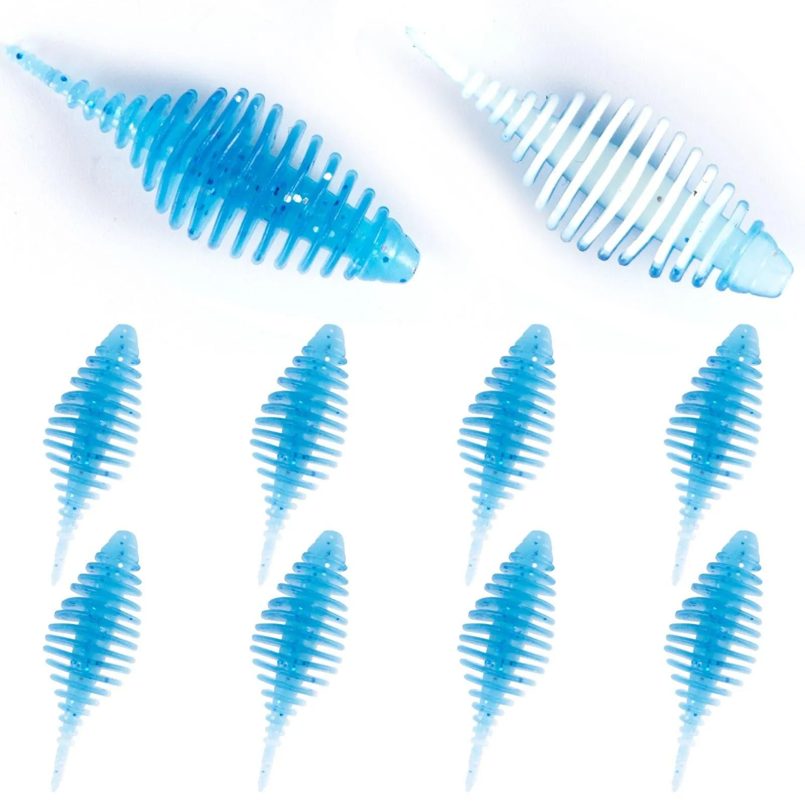 Dr.FIsh 10pcs Soft Plastic Ribbed Swimbait 1.4''
